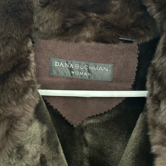 Dana Buchman Brown Coat with Genuine Fur Collar Vintage 90’s - Picture 5 of 6